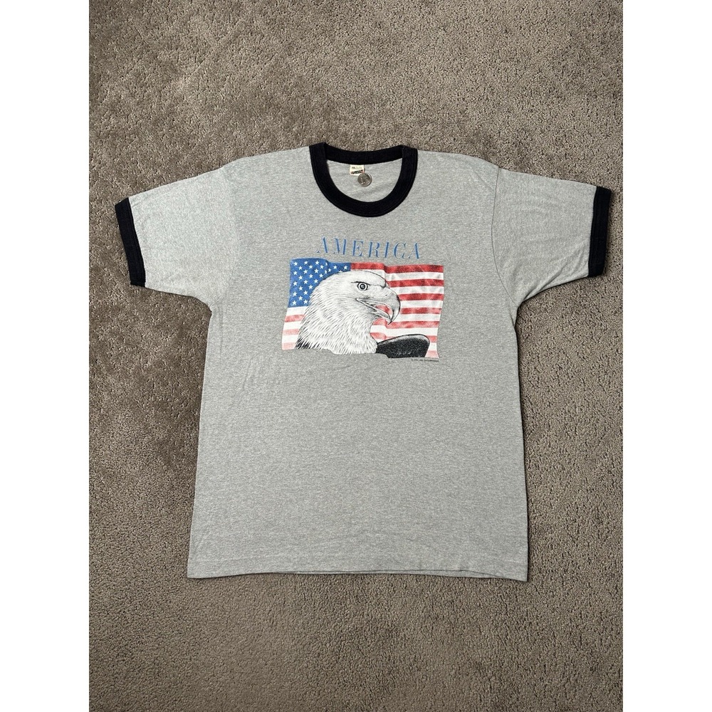 Vintage Mens Tshirt Screen Stars 1984 AMERICA Bald Eagle USA Graphic, Size XL